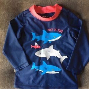Carter's long Sleeve Boys Swim Shirt w/ Sharks 18 Months